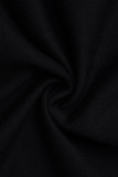 Black Fashion Casual Letter Print Basic O Neck Long Sleeve Two Pieces