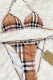 Yellow Fashion Sexy Plaid Frenulum Swimwears