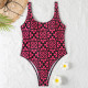 Pink Fashion Sexy Print Backless Swimwears