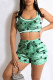 Green Casual Sportswear Print Patchwork U Neck Sleeveless Two Pieces