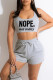 Grey Casual Sportswear Print Patchwork U Neck Sleeveless Two Pieces