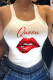 White Red Sexy Casual Print Vests O Neck Tops