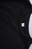Black Fashion Casual Letter Print Basic O Neck Long Sleeve Two Pieces