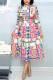 Red Fashion Sexy Printed Long Sleeve Dress