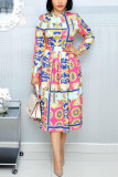 Red Fashion Sexy Printed Long Sleeve Dress