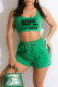 Green Casual Sportswear Print Patchwork U Neck Sleeveless Two Pieces