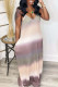 Grey Casual Gradual Change Striped Print Patchwork Spaghetti Strap Sling Dress Dresses