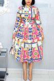 Red Fashion Sexy Printed Long Sleeve Dress