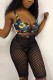 Blue Fashion Sexy U Neck Print Swimwears