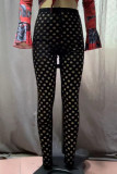 Brown Fashion Sexy Solid Hollowed Out See-through Skinny High Waist Pencil Trousers