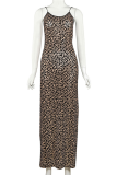 White Sexy Print Patchwork Spaghetti Strap Pencil Skirt Dresses