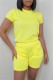 Yellow Fashion Casual Solid Basic O Neck Short Sleeve Two Pieces