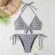White Fashion Sexy Letter Frenulum Swimwears