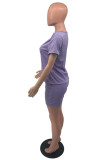 Yellow Fashion Casual Solid Basic O Neck Short Sleeve Two Pieces