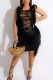 Black Sexy Solid Tassel Ripped Hollowed Out Make Old Patchwork Swimwears Cover Up