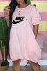 Pink Fashion Casual Print Letter O Neck Lantern Skirt Dresses