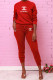 Red Fashion Casual Print Letter O Neck Long Sleeve Two Pieces