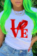 White Fashion Casual Print Patchwork O Neck T-Shirts