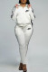 White Fashion Sportswear Print Patchwork Long Sleeve Two Pieces