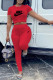 Red Fashion Casual Print Letter O Neck Short Sleeve Two Pieces