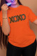 Orange Fashion Casual Print Patchwork Letter O Neck T-Shirts