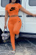 Orange Fashion Casual Print Letter O Neck Short Sleeve Two Pieces