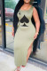 Green Casual Tank Sleeveless O neck Step Skirt Ankle-Length Print split Dresses