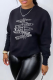 Black Fashion Casual Print Patchwork Letter O Neck Tops