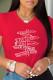 Red Casual Print Patchwork Letter O Neck T-Shirts