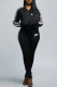 Black Fashion Sportswear Print Patchwork Long Sleeve Two Pieces