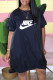 Black Fashion Casual Print Letter O Neck Lantern Skirt Dresses