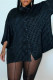 Black Fashion Casual Letter Basic Turndown Collar Tops