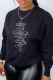 Black Casual Street Print Patchwork Letter O Neck Tops