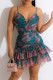 Blue Pink Casual Elegant Print Patchwork Spaghetti Strap Sling Dress Dresses