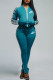 Light Blue Fashion Sportswear Print Patchwork Long Sleeve Two Pieces