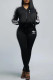 Black Fashion Casual Print Patchwork Long Sleeve Two Pieces