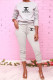 Grey Fashion Casual Print Letter O Neck Long Sleeve Two Pieces