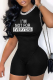 Black Sexy Print Patchwork O Neck Skinny Rompers