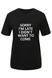 Black Fashion Casual Print Patchwork Letter O Neck T-Shirts
