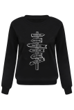 White Casual Street Print Patchwork Letter O Neck Tops