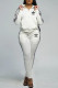 White Fashion Casual Print Patchwork Long Sleeve Two Pieces