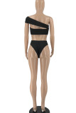 Red Sexy Solid Hollowed Out Patchwork Swimwears