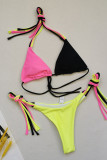 Green Fashion Sexy Solid Patchwork Backless Strap Design Swimwears