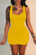 Yellow Sexy Casual Solid Basic U Neck Vest Dress