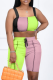 Fluorescent Green Sexy Solid Patchwork Square Collar Sleeveless Two Pieces