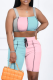 Pink Gray Sexy Solid Patchwork Square Collar Sleeveless Two Pieces