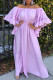 Purple Fashion Casual Solid Patchwork Off the Shoulder Long Dress