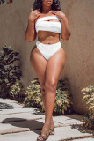 Red Sexy Solid Hollowed Out Patchwork Swimwears