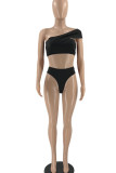 Red Sexy Solid Hollowed Out Patchwork Swimwears