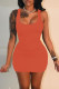 Orange Pink Sexy Casual Solid Basic U Neck Vest Dress